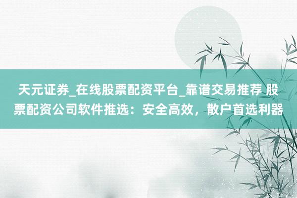 天元证券_在线股票配资平台_靠谱交易推荐 股票配资公司软件推选：安全高效，散户首选利器