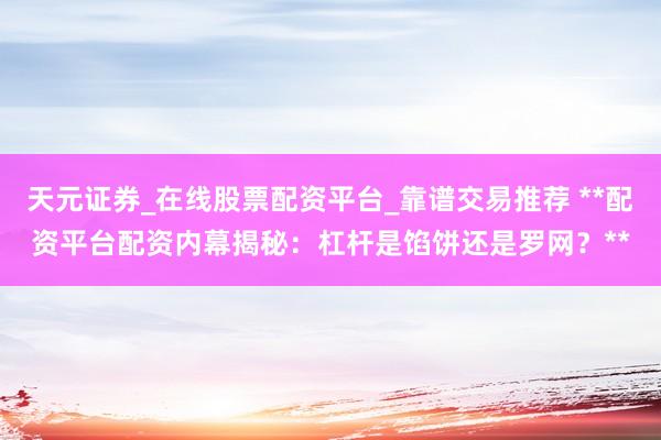 天元证券_在线股票配资平台_靠谱交易推荐 **配资平台配资内幕揭秘：杠杆是馅饼还是罗网？**