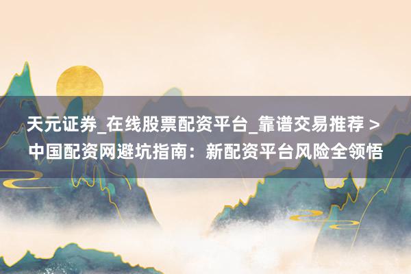 天元证券_在线股票配资平台_靠谱交易推荐 > 中国配资网避坑指南：新配资平台风险全领悟